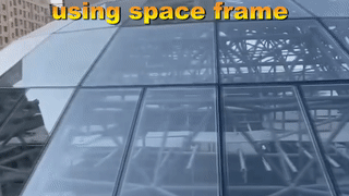 Steel structure dome roof glass installation