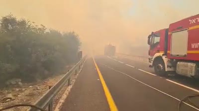حريق هائل على إحدى الطرق السريعة بالقدس، 3 أغسطس 2021