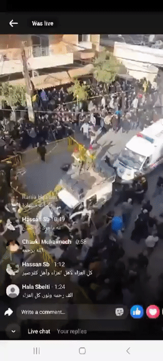 لحظة انفجار عبوة ناسفة خلال تشييع أربعة من أعضاء حزب الله، 18 سبتمبر 2024