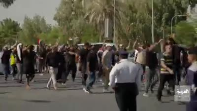 احتجاجات أنصار الصدر في المنطقة الخضراء ببغداد