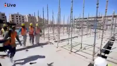 لحظة سقوط عمرو الليثي داخل خرسانة الطابق الثالث أثناء لقاء تلفزيوني