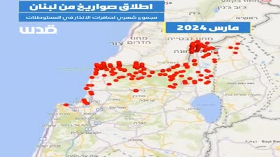 نطاق عمليات وهجمات حزب الله بين أكتوبر 2023 و يوليو 2024